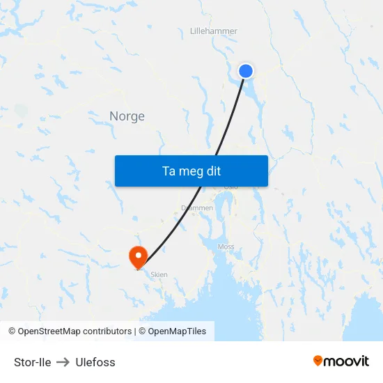 Stor-Ile to Ulefoss map