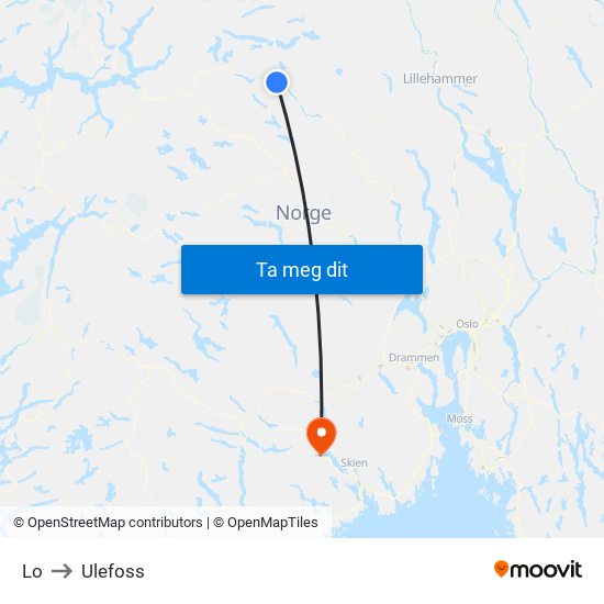 Lo to Ulefoss map