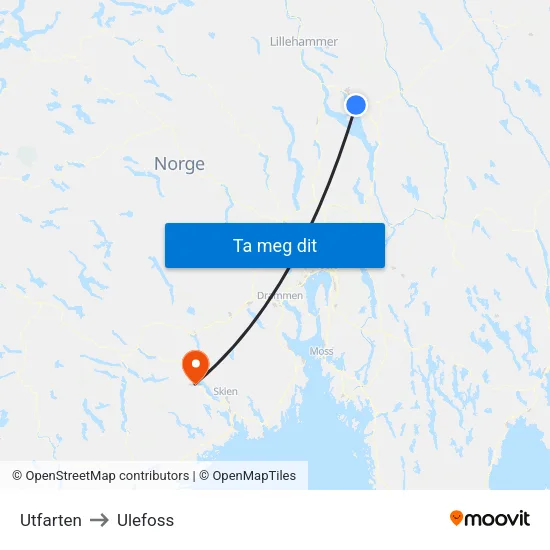 Utfarten to Ulefoss map