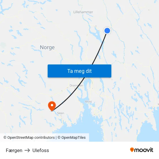 Færgen to Ulefoss map
