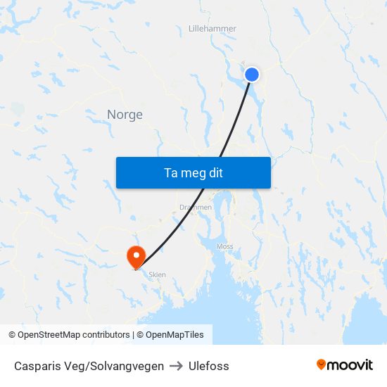 Casparis Veg/Solvangvegen to Ulefoss map