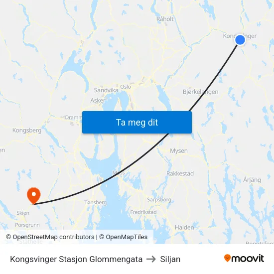 Glommengata to Siljan map