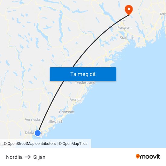 Nordlia to Siljan map