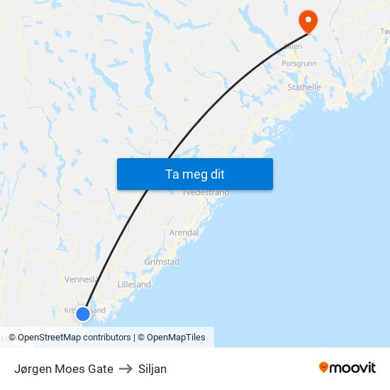 Bryggeriet to Siljan map