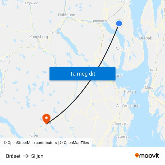 Bråset to Siljan map