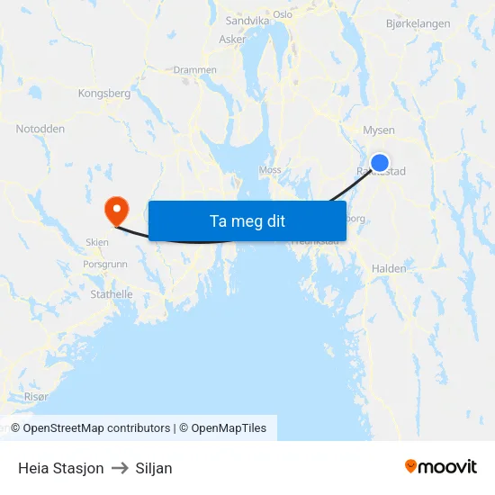 Heia Stasjon to Siljan map