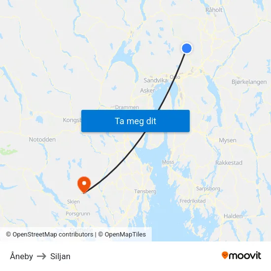 Åneby to Siljan map