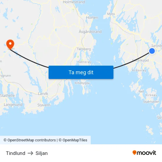 Tindlund to Siljan map
