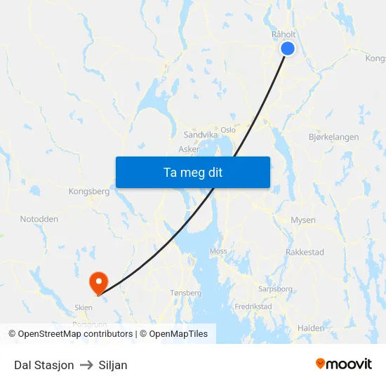 Dal Stasjon to Siljan map