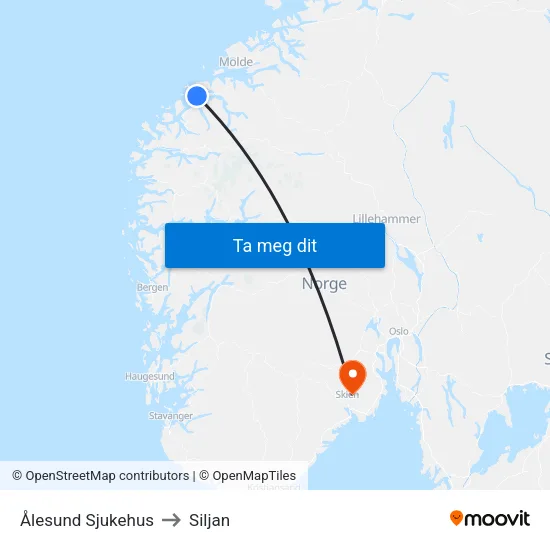 Ålesund Sjukehus to Siljan map