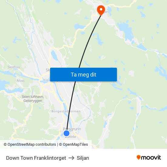 Down Town Franklintorget to Siljan map