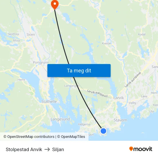 Stolpestad Anvik to Siljan map