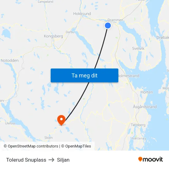 Tolerud Snuplass to Siljan map
