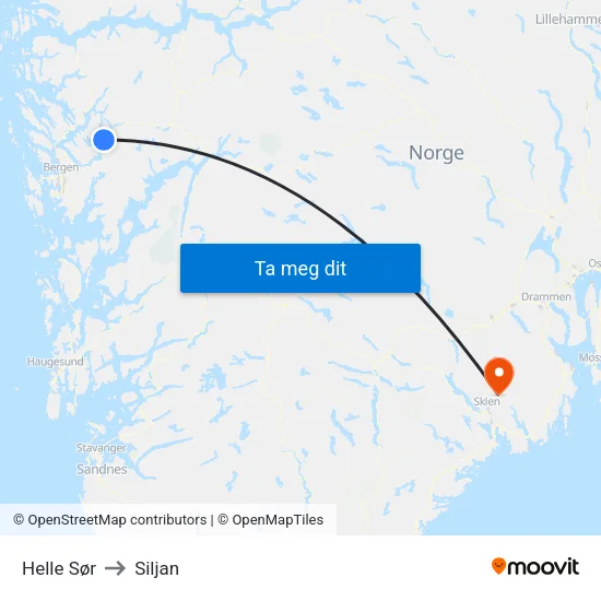 Helle Sør to Siljan map
