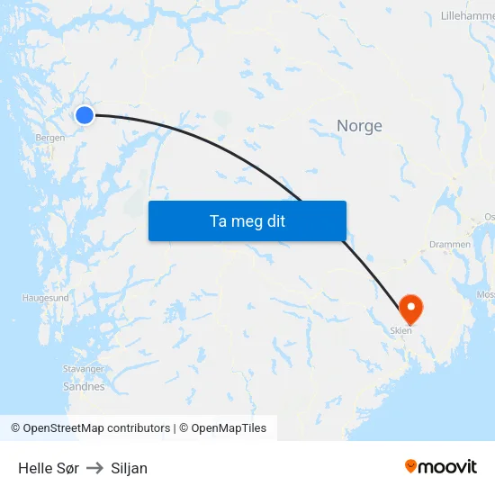 Helle Sør to Siljan map