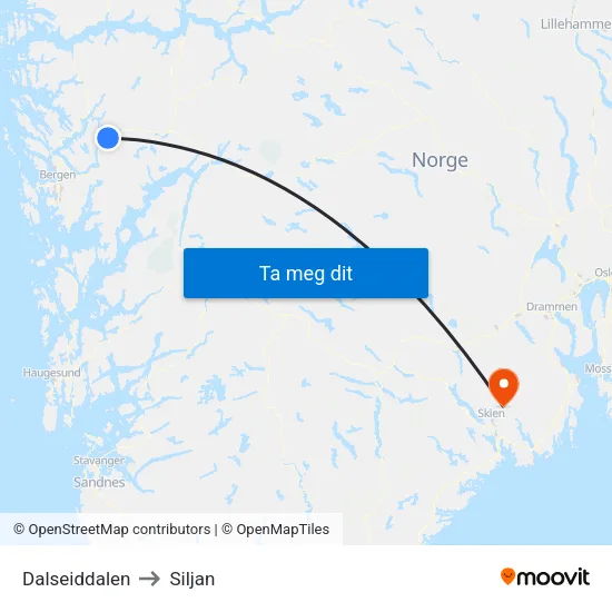 Dalseiddalen to Siljan map