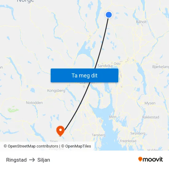 Ringstad to Siljan map