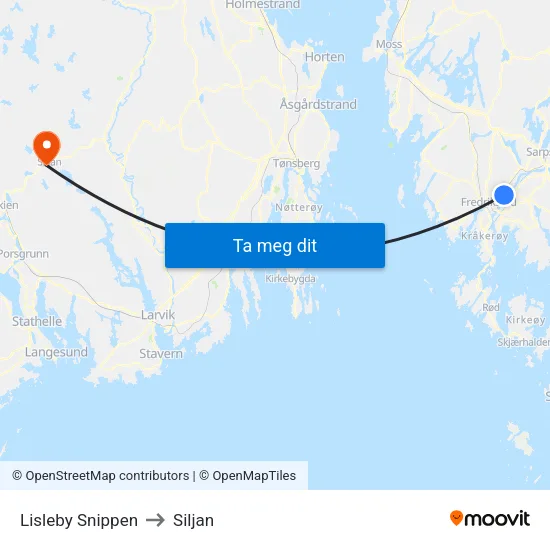 Lisleby Snippen to Siljan map