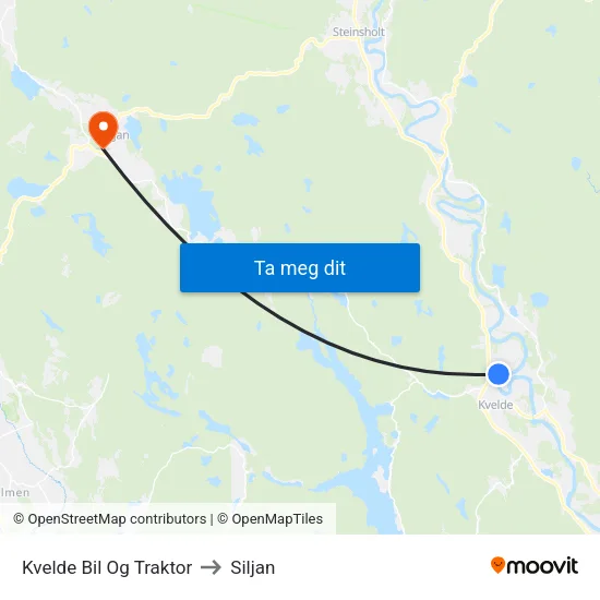 Kvelde Bil Og Traktor to Siljan map