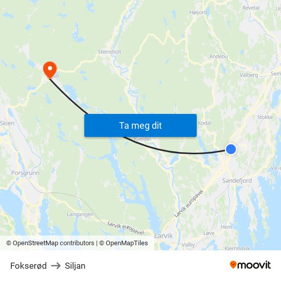 Fokserød to Siljan map