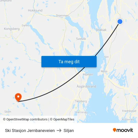 Ski Stasjon Jernbaneveien to Siljan map