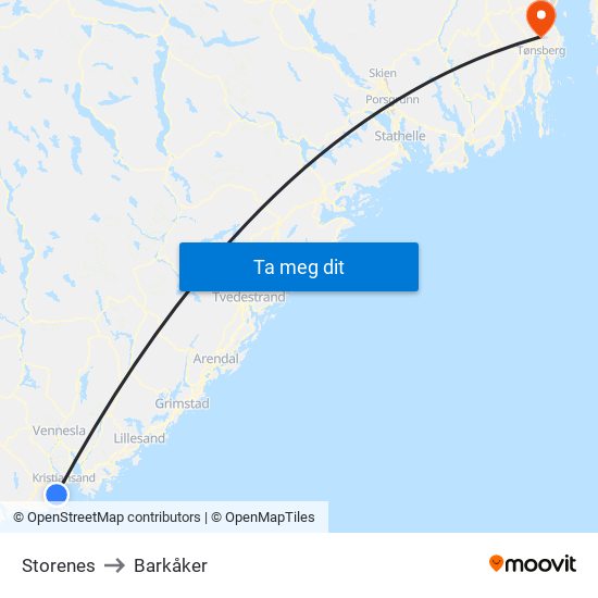 Storenes to Barkåker map