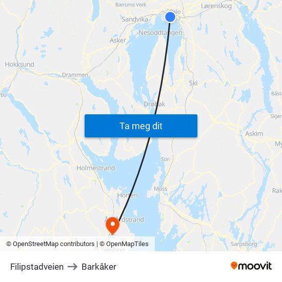 Filipstadveien to Barkåker map