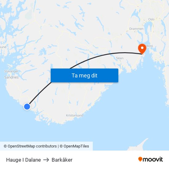 Hauge I Dalane to Barkåker map