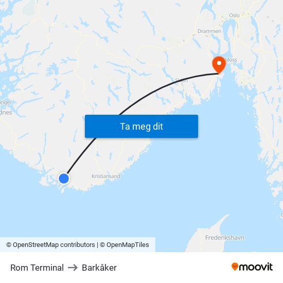 Rom Terminal to Barkåker map