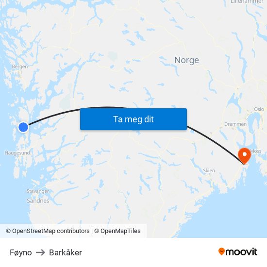 Føyno to Barkåker map