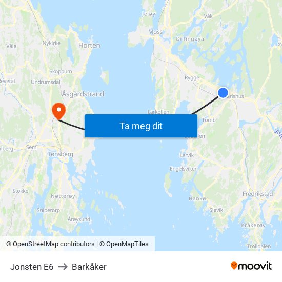 Jonsten E6 to Barkåker map