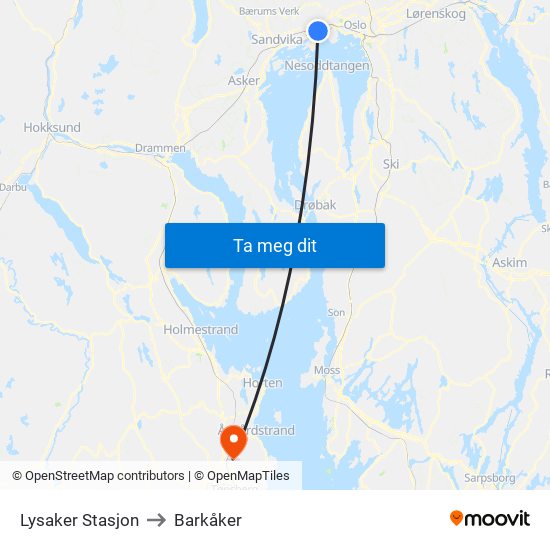 Lysaker Stasjon to Barkåker map