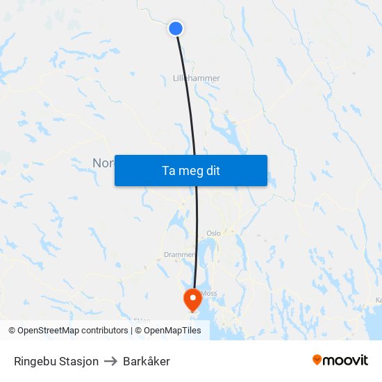 Ringebu Stasjon to Barkåker map