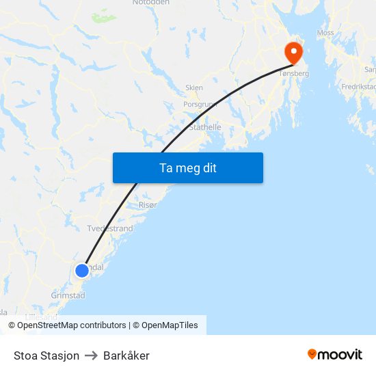 Stoa Stasjon to Barkåker map