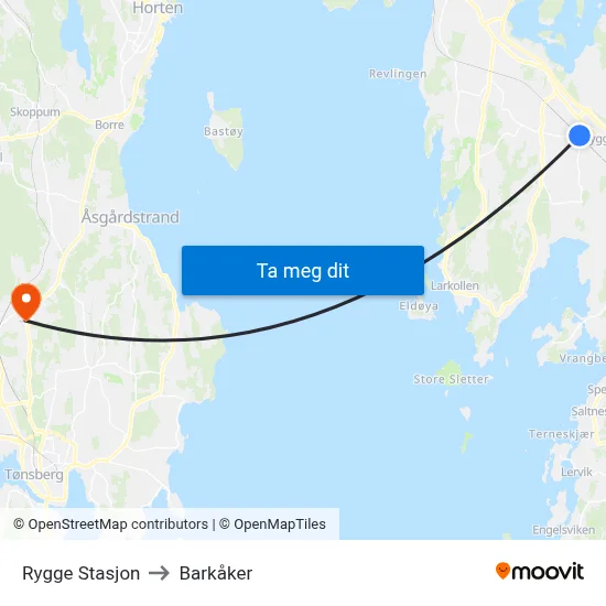 Rygge Stasjon to Barkåker map