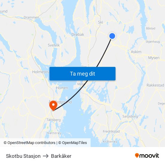 Skotbu Stasjon to Barkåker map