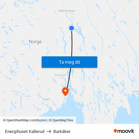 Energihuset Kallerud to Barkåker map
