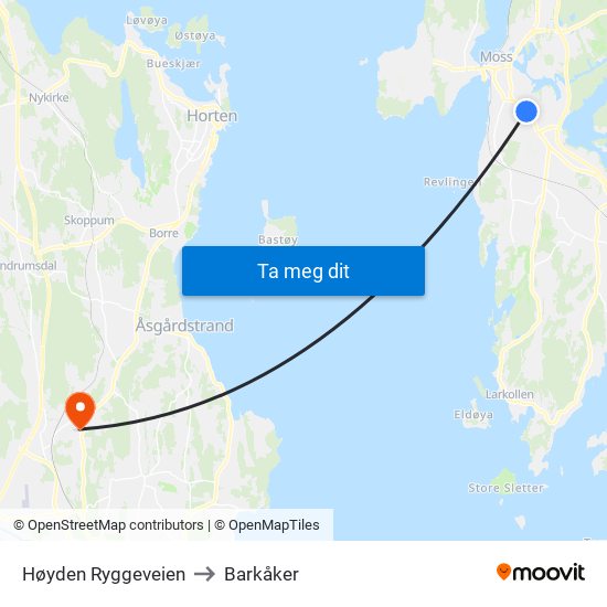 Høyden Ryggeveien to Barkåker map