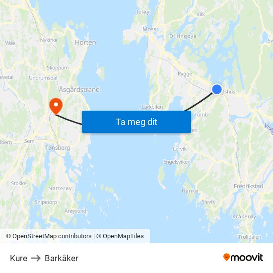 Kure to Barkåker map