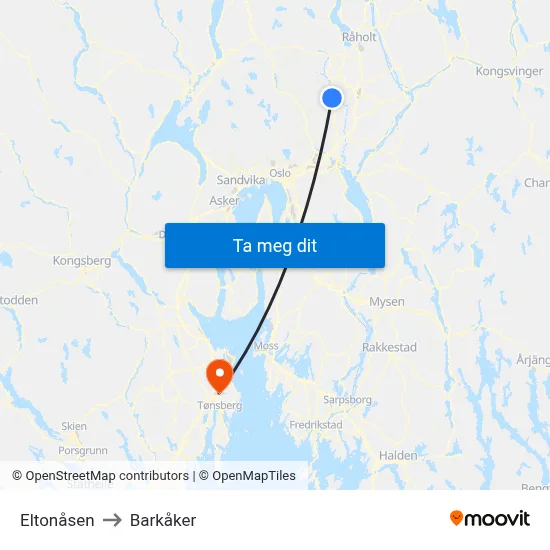 Eltonåsen to Barkåker map