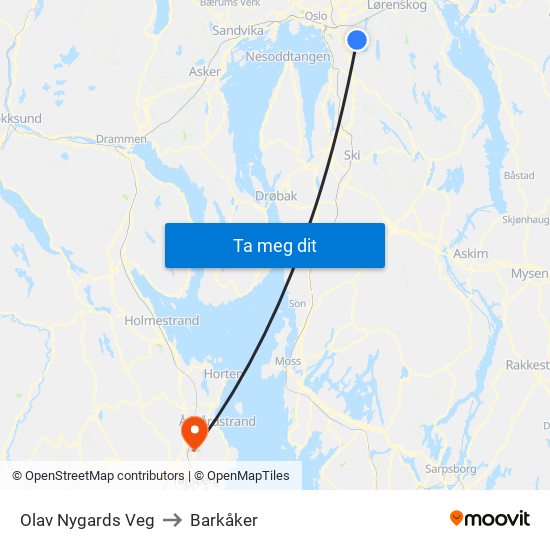 Olav Nygards Veg to Barkåker map