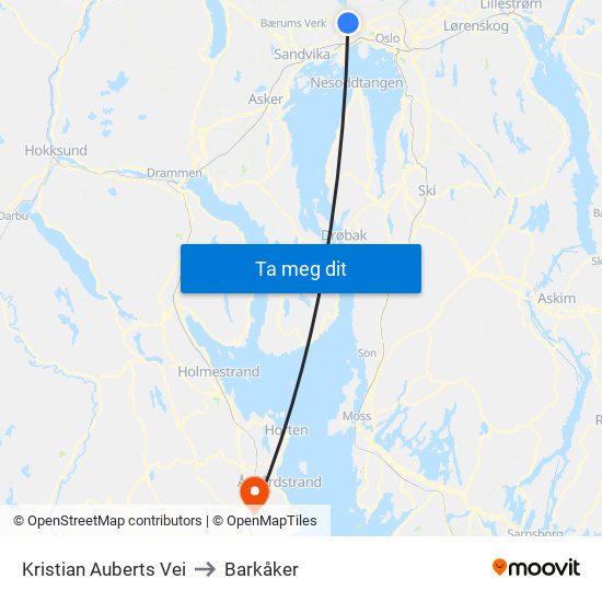 Kristian Auberts Vei to Barkåker map