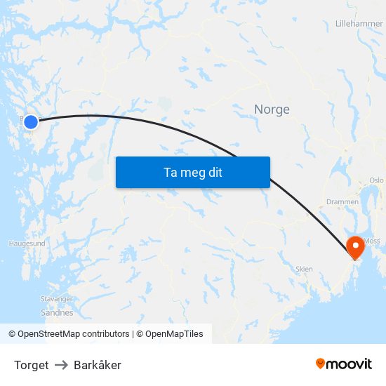 Torget to Barkåker map