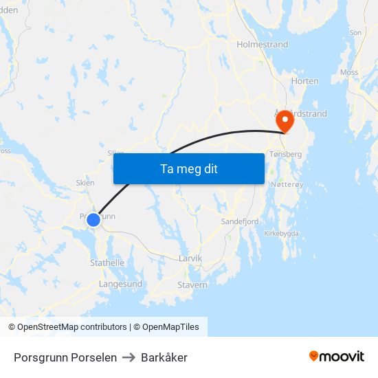 Porsgrunn Porselen to Barkåker map