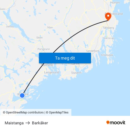 Maistanga to Barkåker map