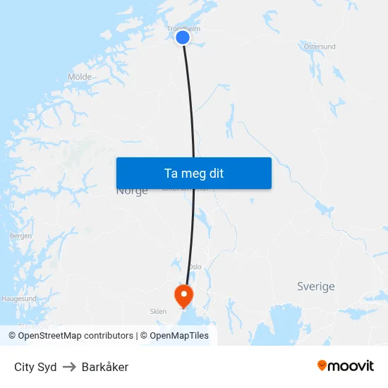 City Syd to Barkåker map