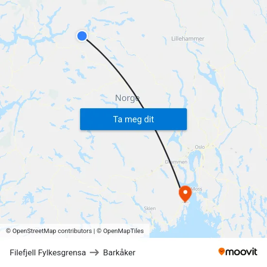Filefjell Fylkesgrensa to Barkåker map