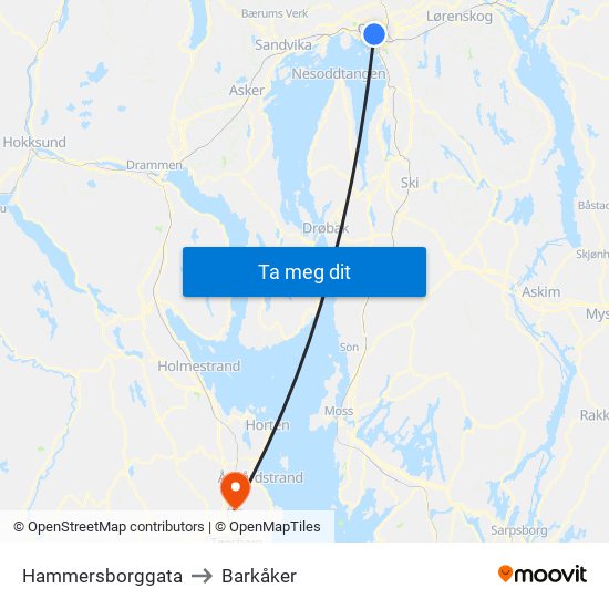 Hammersborggata to Barkåker map