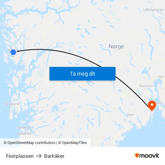 Festplassen to Barkåker map