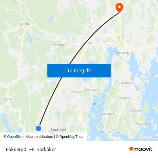 Fokserød to Barkåker map